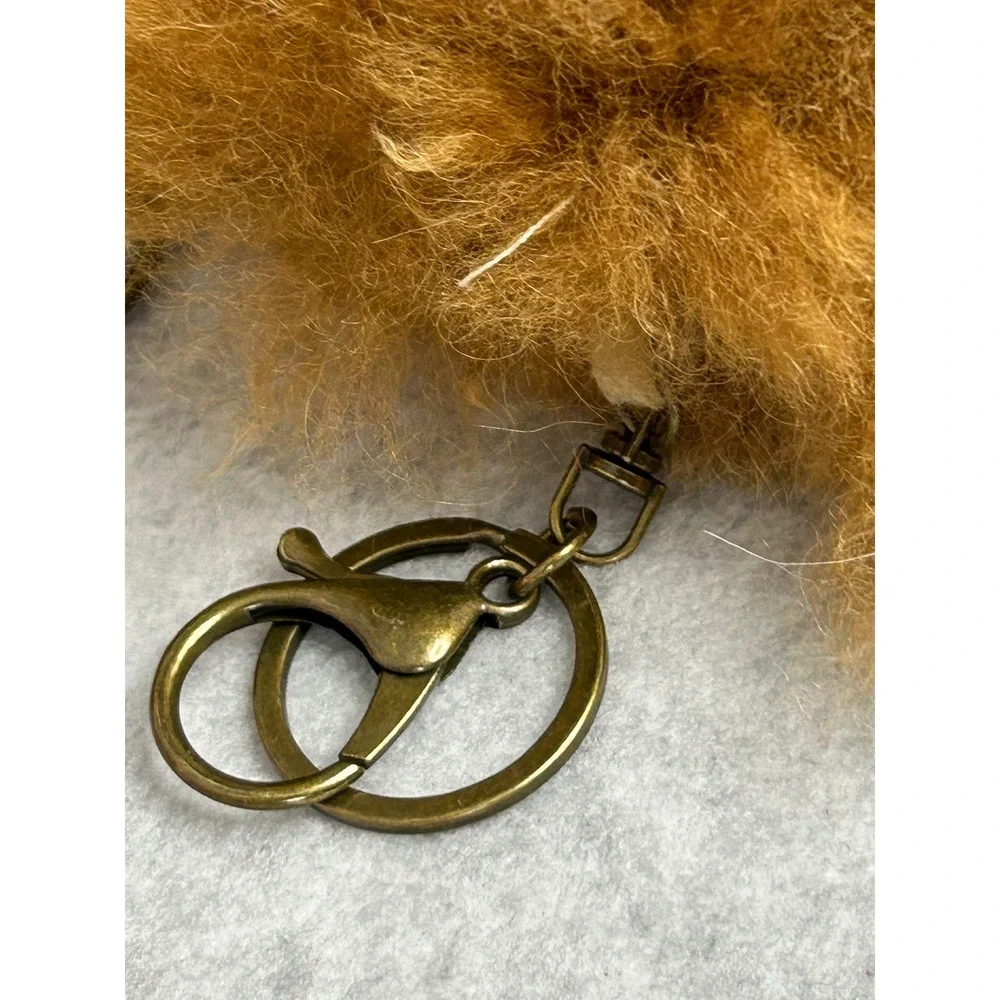 Peruvian Soul Alpaca Fur Bag Charm Keychain Brown Bear Fluffy Cute Bag Accessory